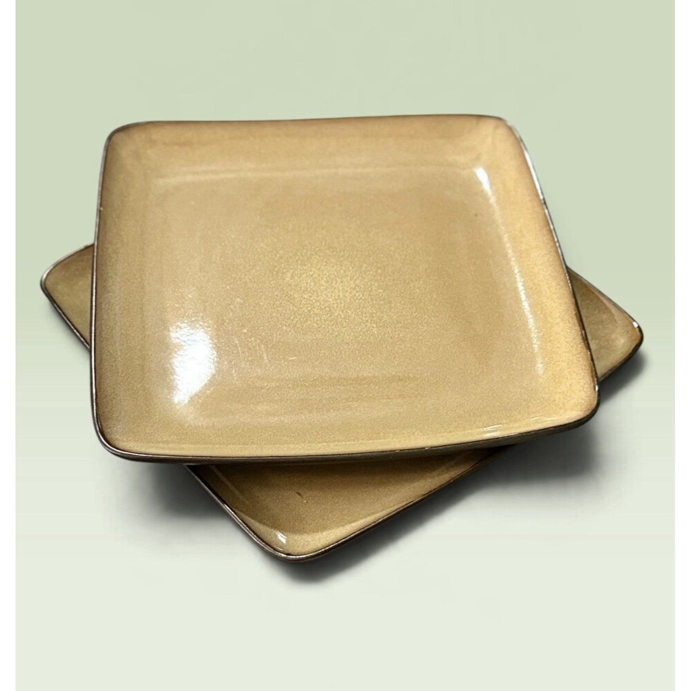 Home Trends Rave Black Sand Taupe Square Dinner Plates - Set of 2 - Discontinued